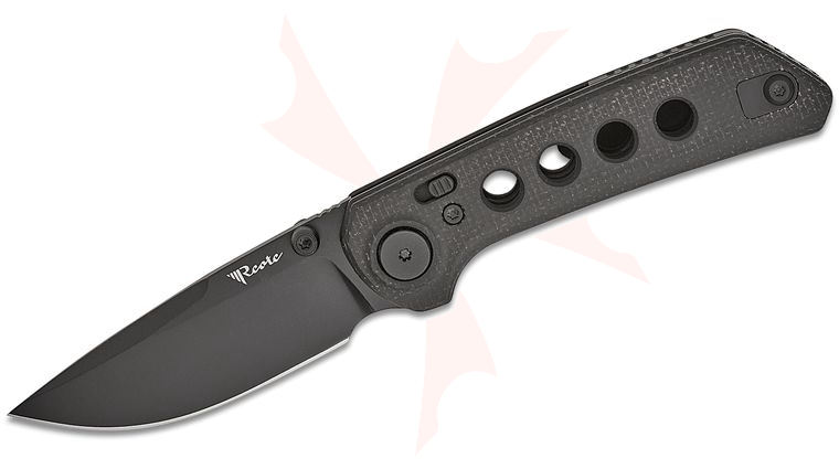 Reate Knives Alvin Lee PL-XT Pivot Lock Folding Knife 3 inch Nitro-V Black PVD Drop Point Blade, Contoured Milled Black Micarta Handles with Black G10 Inlays