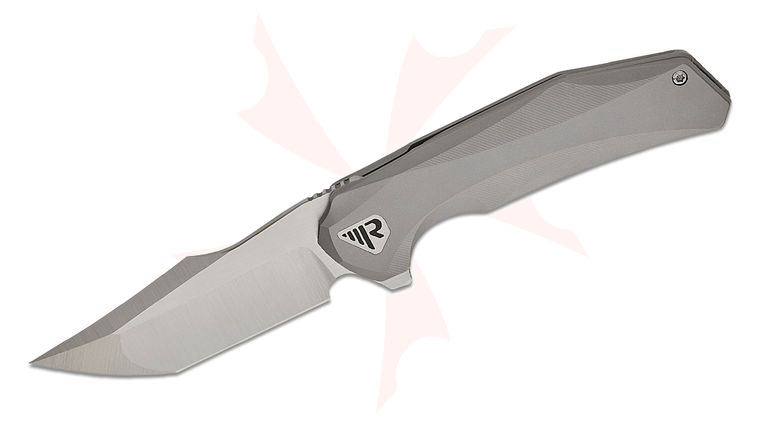 Reate Knives ZORO Frame Lock Flipper Knife 3.3 inch M390 Belt Satin Compound Tanto Blade, Machined Titanium Handles