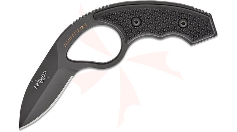 Regiment Blades Low Viz Pro Fixed Blade Knife 2.75 inch Black Ti Nitride Spear Point Blade, Black Injection Molded Handles and Sheath