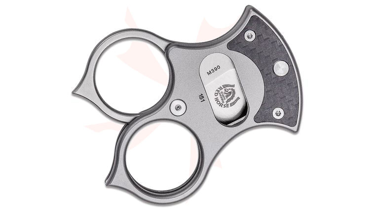 Red Horse Knife Works Condor Cigar Cutter, M390 Stainless Steel Guillotine Blade, Titanium Handles with Carbon Fiber Inlays