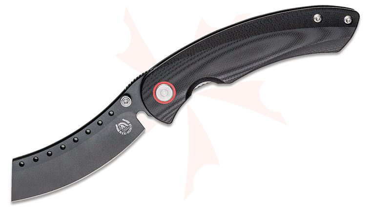 Red Horse Hell Razor P Liner Lock Folding Knife  3.625 inch Black PVD Plain Blade, Black G10 Handles