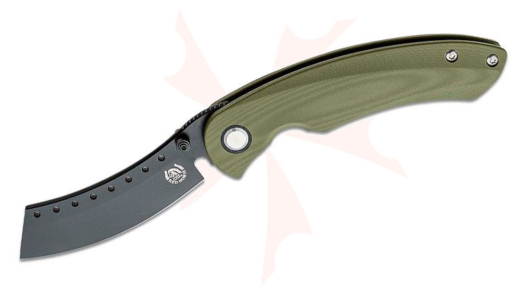 Red Horse Hell Razor P Liner Lock Folding Knife  3.625 inch S35VN Black PVD Plain Blade, OD Green G10 Handles