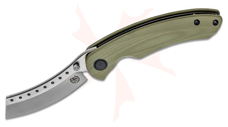 Red Horse Hell Razor P Liner Lock Folding Knife  3.625 inch S35VN Satin Plain Blade, OD Green G10 Handles