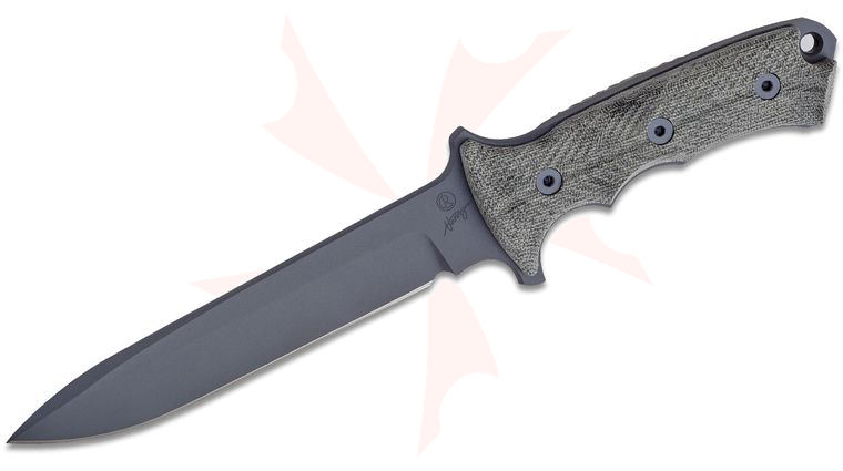 Chris Reeve Green Beret Combat Knife Fixed 7 inch CPM-MagnaCut Black Plain Blade, Micarta Handles, Black Nylon Sheath