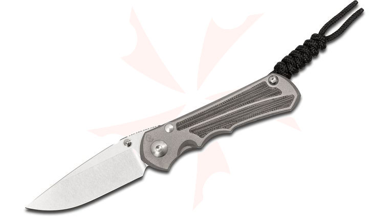 Chris Reeve Small Inkosi Frame Lock Folding Knife 2.8 inch CPM-MagnaCut Stonewashed Drop Point Blade, Double Silver Lugs, Titanium Handles with Black Canvas Micarta Inlays