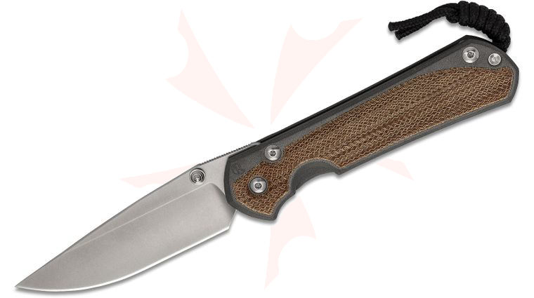 Chris Reeve Large Sebenza 31 Folding Knife 3.61 inch CPM-MagnaCut Stonewashed Blade, Sandblasted Titanium Handles with Natural Canvas Micarta Inlays