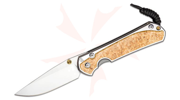 Chris Reeve Large Sebenza 31 Folding Knife 3.61 inch CPM-MagnaCut Satin Blade, Polished Titanium Handles with Box Elder Burl Inlays