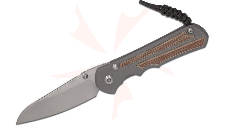 Chris Reeve Large Inkosi Insingo Folding Knife 3.6 inch CPM-MagnaCut Stonewashed Blade, Double Silver Lugs, Titanium Handles with Natural Canvas Micarta Inlays