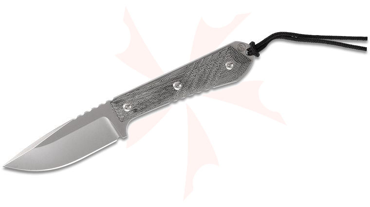 Chris Reeve Nyala Classic Skinner Fixed Blade Knife 3.75 inch S35VN Stonewashed, Black Canvas Micarta Handles, Leather Sheath