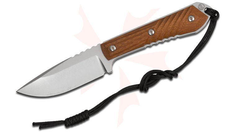 Chris Reeve Nyala Classic Skinner Fixed 3.75 inch S35VN Stonewashed Blade, Brown Canvas Micarta Handles, Leather Sheath