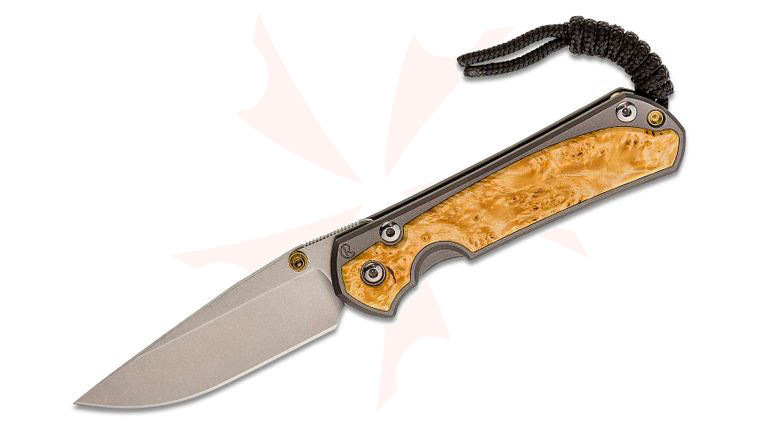 Chris Reeve Small Sebenza 31 Folding Knife 2.99 inch CPM-MagnaCut Satin Blade, Titanium Handles with Box Elder Burl Inlays