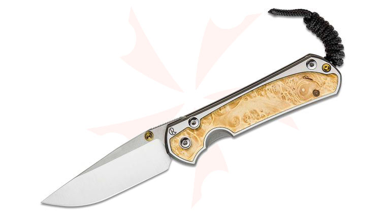 Chris Reeve Small Sebenza 31 Folding Knife 2.99 inch CPM-MagnaCut Satin Blade, Polished Titanium Handles with Box Elder Burl Inlays