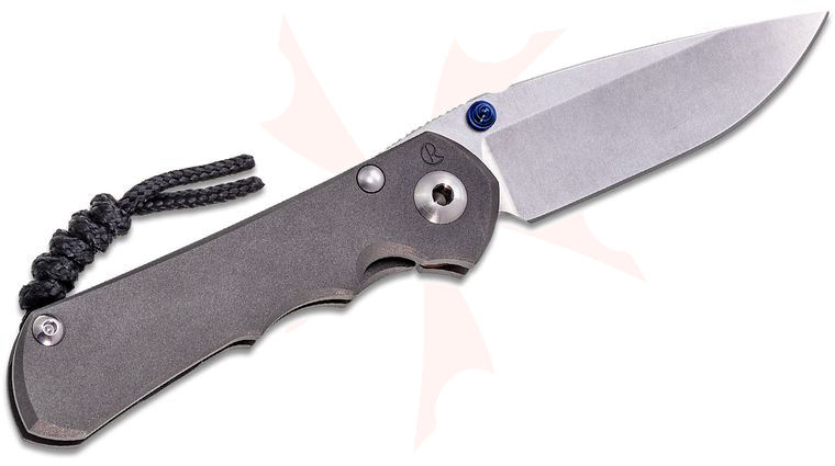 Chris Reeve Left Handed Small Inkosi Frame Lock Folding Knife 2.8 inch CPM-MagnaCut Stonewashed Drop Point Blade, Double Blue Lugs, Titanium Handles