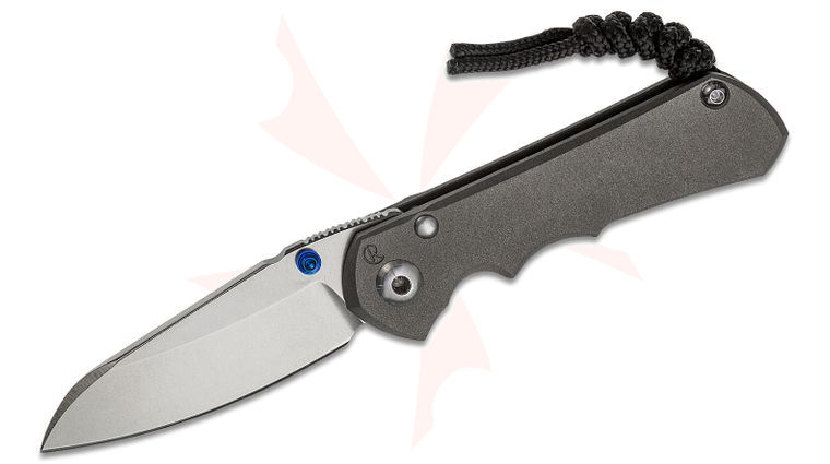 Chris Reeve Small Inkosi Frame Lock Folding Knife 2.8 inch CPM-MagnaCut Stonewashed Insingo Blade, Double Blue Lugs, Titanium Handles
