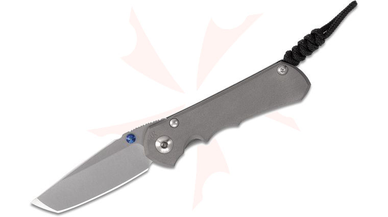 Chris Reeve Small Inkosi Frame Lock Folding Knife 2.8 inch CPM-MagnaCut Stonewashed Tanto Blade, Double Blue Lugs, Titanium Handles