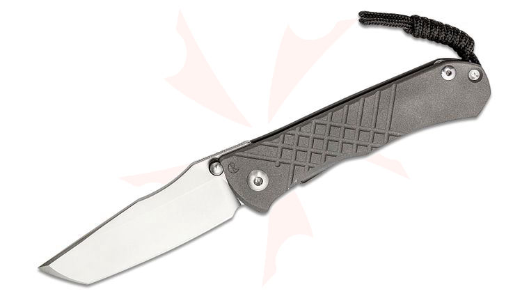 Chris Reeve Umnumzaan Folding Knife 3.675 inch CPM-MagnaCut Stonewashed Tanto Blade, Milled Titanium Handles
