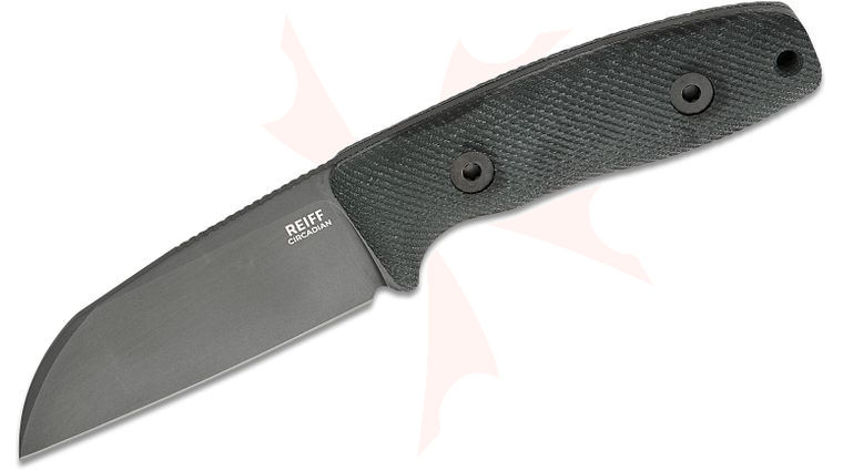 Reiff Knives Circadian EDC Fixed Blade Knife 3.28 inch CPM-MagnaCut Black DLC Sheepsfoot Blade, Black Canvas Micarta Handles, Ambidextrous Universal Kydex Sheath