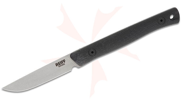 Reiff Knives Drake Bird and Trout Fixed Blade Knife 2.79 inch MagnaCut FFG Stonewashed Drop Point Blade, Black G10 Handles, Ambidextrous Universal Kydex Sheath