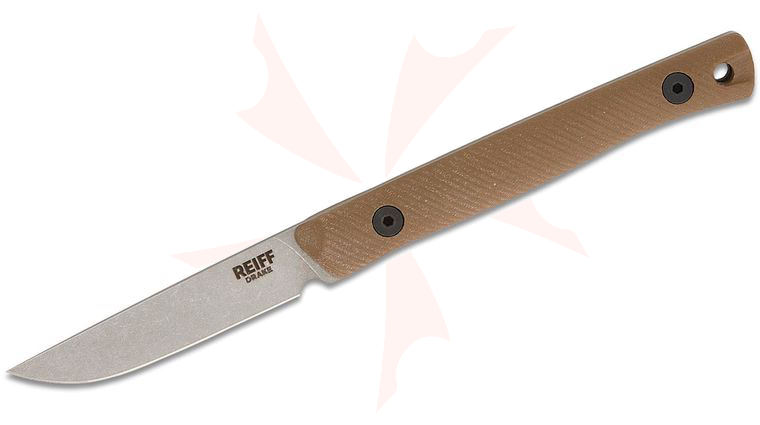 Reiff Knives Drake Bird and Trout Fixed Blade Knife 2.79 inch MagnaCut FFG Stonewashed Drop Point Blade, Earth Brown G10 Handles, Ambidextrous Universal Kydex Sheath