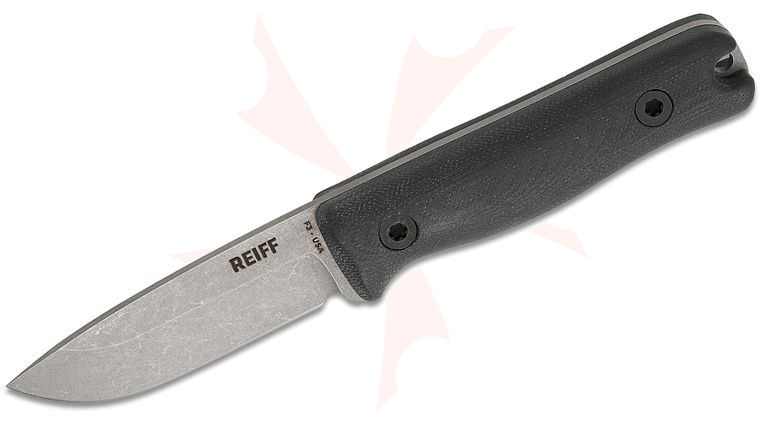 Reiff Knives Limited Release F3 EDC Fixed Blade Knife 2.9 inch CPM-MagnaCut Stonewashed Drop Point Blade, Black G10 Handles, Ambidextrous Kydex Sheath