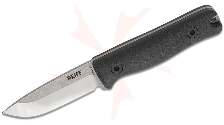 Reiff Knives Limited Release F3 EDC Fixed Blade Knife 2.9 inch CPM-MagnaCut Two-Tone Drop Point Blade, Black Canvas Micarta Handles, Ambidextrous Kydex Sheath
