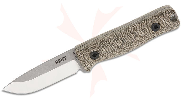 Reiff Knives Limited Release F3 EDC Fixed Blade Knife 2.9 inch CPM-MagnaCut Two-Tone Drop Point Blade, Green Canvas Micarta Handles, Ambidextrous Kydex Sheath