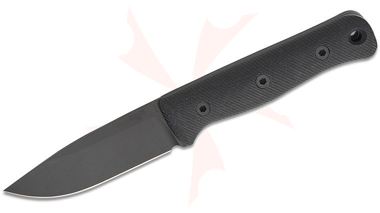 Reiff Knives F4 GEN2 Bushcraft Fixed Blade Knife 4 inch CPM-3V Black DLC Drop Point Blade, Black Canvas Micarta Handles, Ambidextrous Kydex Sheath