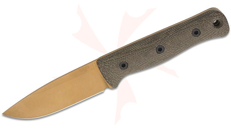 Reiff Knives F4 GEN2 Bushcraft Fixed Blade Knife 4 inch CPM-3V FDE DLC Drop Point Blade, Green Canvas Micarta Handles, Ambidextrous Kydex Sheath