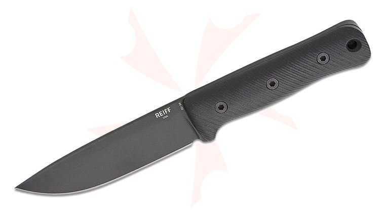 Reiff Knives F5 GEN2 Field Survival Fixed Blade Knife 5 inch CPM-MagnaCut Black DLC Drop Point Blade, Black G10 Handles, Ambidextrous Universal Kydex Sheath