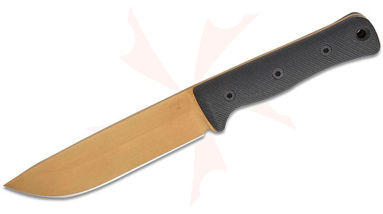 Reiff Knives F6 GEN2 Leuku Fixed Blade Knife 6 inch CPM-3V FDE DLC Drop Point Blade, Black Canvas Micarta Handles, Ambidextrous Kydex Sheath