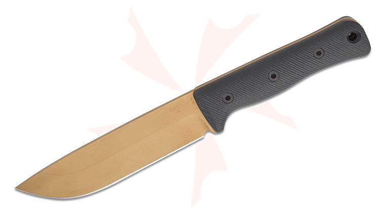 Reiff Knives F6 GEN2 Leuku Fixed Blade Knife 6 inch CPM-3V FDE DLC Drop Point Blade, Black G10 Handles, Ambidextrous Kydex Sheath