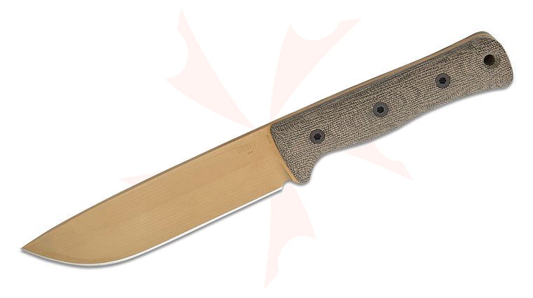 Reiff Knives F6 GEN2 Leuku Fixed Blade Knife 6 inch CPM-3V FDE DLC Drop Point Blade, Green Canvas Micarta Handles, Ambidextrous Kydex Sheath