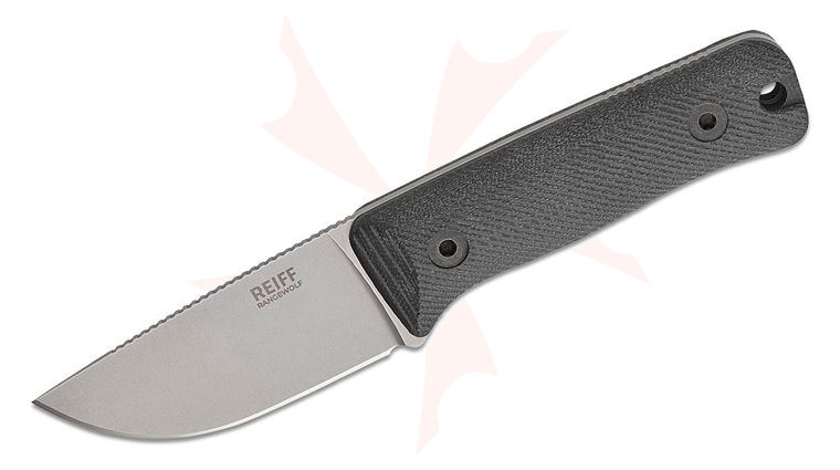 Reiff Knives/Ranger Point Precision RangeWolf  Hunting Fixed Blade Knife 3 inch CPM-MagnaCut Stonewashed Drop Point Blade, Black Canvas Micarta Handles, Ambidextrous Kydex Sheath