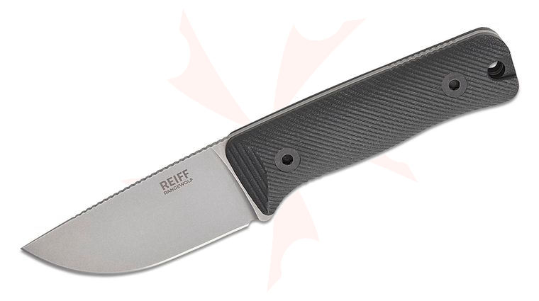 Reiff Knives/Ranger Point Precision RangeWolf  Hunting Fixed Blade Knife 3 inch CPM-MagnaCut Stonewashed Drop Point Blade, Black G10 Handles, Ambidextrous Kydex Sheath