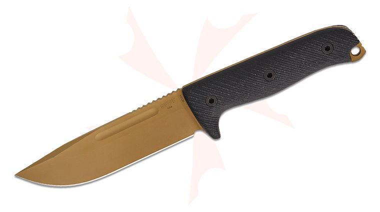 Reiff Knives Vicon Fixed Blade Knife 5.19 inch CPM-MagnaCut FDE PVD Clip Point Blade, Black G10 Handles, Ambidextrous Universal Kydex Sheath