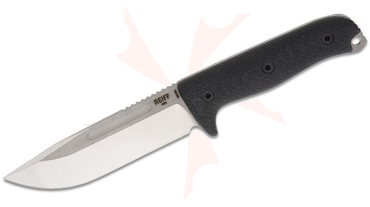 Reiff Knives Vicon Fixed Blade Knife 5.19 inch CPM-MagnaCut Two-Tone Clip Point Blade, Black Canvas Micarta Handles, Ambidextrous Universal Kydex Sheath