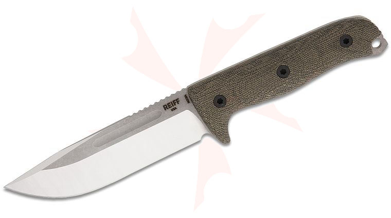 Reiff Knives Vicon Fixed Blade Knife 5.19 inch CPM-MagnaCut Two-Tone Clip Point Blade, OD Green Canvas Micarta Handles, Ambidextrous Universal Kydex Sheath