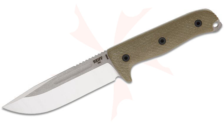 Reiff Knives Vicon Fixed Blade Knife 5.19 inch CPM-MagnaCut Two-Tone Clip Point Blade, OD Green G10 Handles, Ambidextrous Universal Kydex Sheath