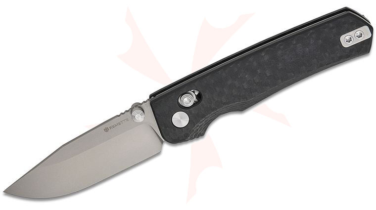 Remette Knives RT-Aurora Crossbar Lock Folding Knife 2.97 inch 14C28N Sandblasted Clip Point Blade, Black G10 Handle