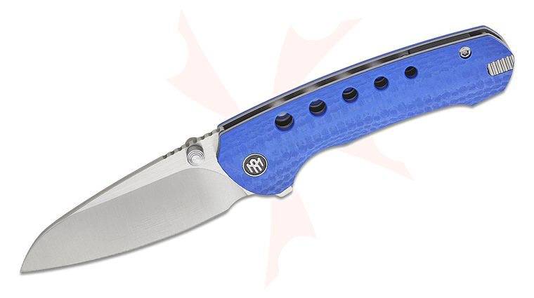 Remette Knives RT-Bee Liner Lock Flipper Knife 2.8 inch 14C28N Satin Sheepsfoot Blade, Blue G10 Handles with Toothpick