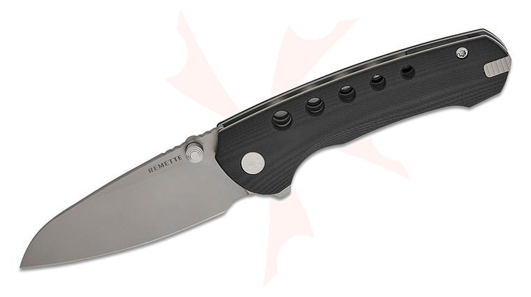 Remette Knives RT-Bee Flipper Knife 2.8 inch 14C28N Ceramic Finished Sheepsfoot Blade, Black G10 Handles with Toothpick