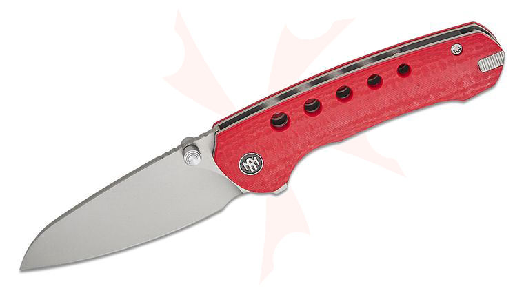 Remette Knives RT-Bee Liner Lock Flipper Knife 2.8 inch 14C28N Ceramic Sandblasted Sheepsfoot Blade, Red G10 Handles with Toothpick