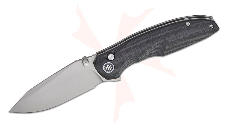 Remette Knives RT-Cool Whale Button Liner Lock Flipper Knife 3.44 inch 14C28N Sandblasted Drop Point Blade, Black Raindrop G10 Handles