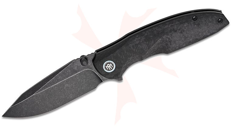 Remette Knives RT-Cool Whale Flipper Knife 3.44 inch 14C28N Black Stonewashed Drop Point Blade, Black Raindrop G10 Handles
