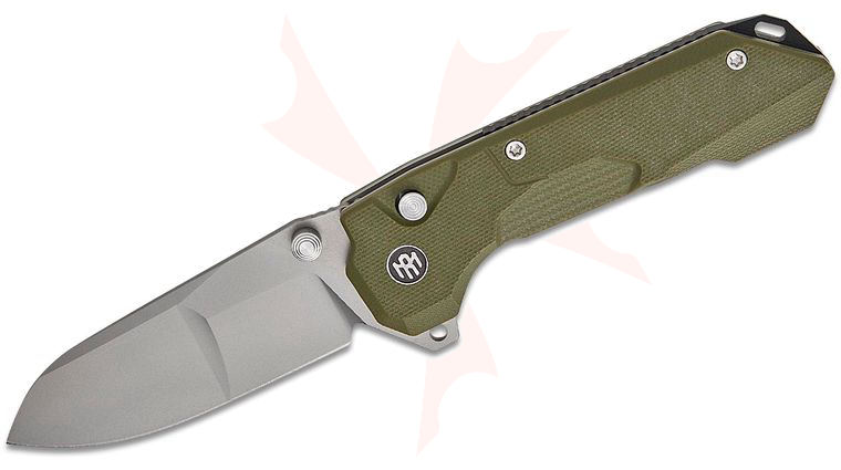 Remette Knives RT-Cosmic Button Liner Lock Flipper Knife 3 inch 14C28N Ceramic Sandblasted Drop Point Blade, OD Green G10 Handles