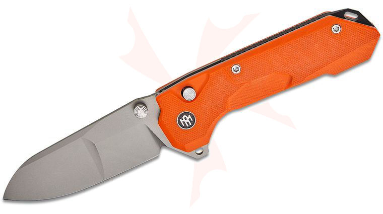 Remette Knives RT-Cosmic Button Liner Lock Flipper Knife 3 inch 14C28N Ceramic Sandblasted Drop Point Blade, Orange G10 Handles