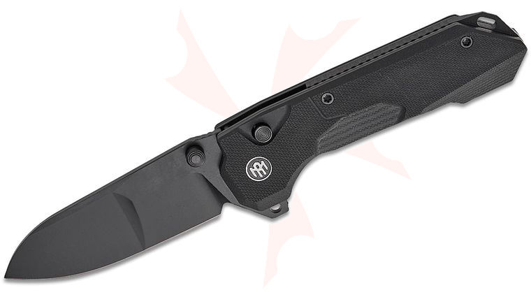 Remette Knives RT-Cosmic Button Liner Lock Flipper Knife 3 inch 14C28N Black Drop Point Blade, Black G10 Handles