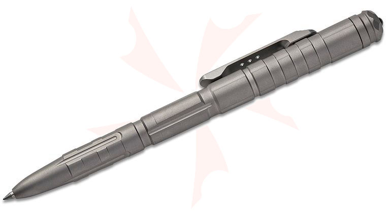 Remette Knives RT-TP1A Tactical Slide Click Pen 5.38 inch Overall, Milled Gray Titanium, Glassbreaker