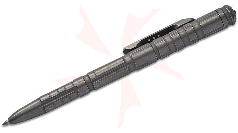 Remette Knives RT-TP1B Tactical Slide Click Pen 5.38 inch Overall, Milled Dark Gray Titanium, Glassbreaker