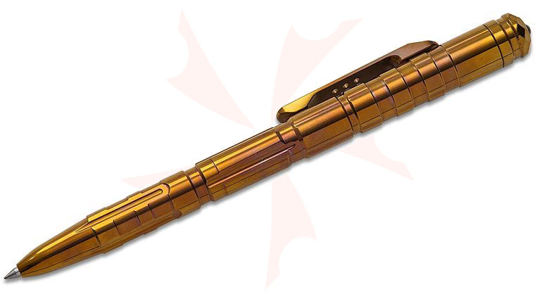 Remette Knives RT-TP1G Tactical Slide Click Pen 5.38 inch Overall, Milled Bronze Titanium, Glassbreaker